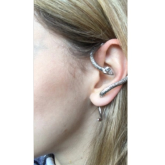 Greek Goddess Wrap-Around Silver Snake Earring - Picture 6 of 9